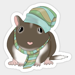 Brown Gerbil winter hat and scarf Sticker